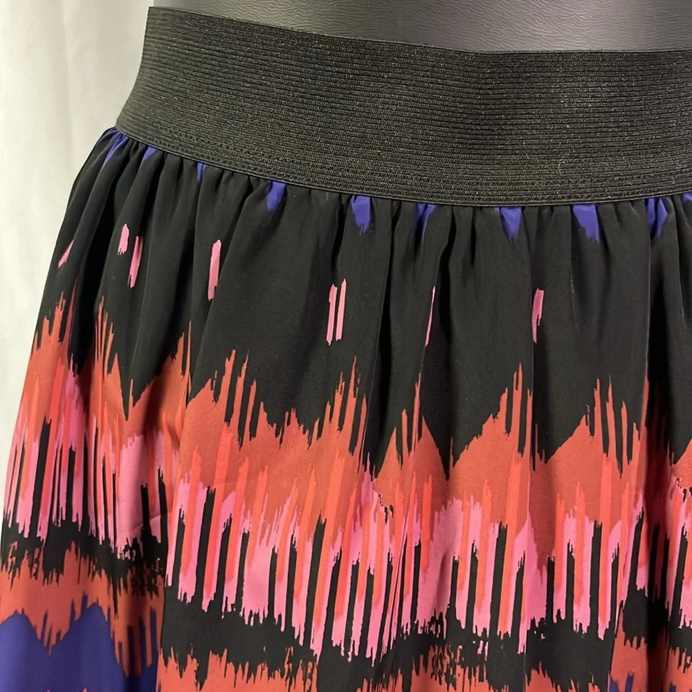 LC Lauren Conrad Pink Purple & Black Printed Tiered Hem High Waisted Mini Skirt